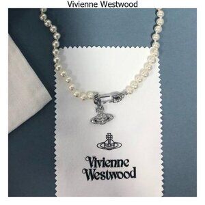 Vivienne Westwood Diamond Planet Necklace Silver